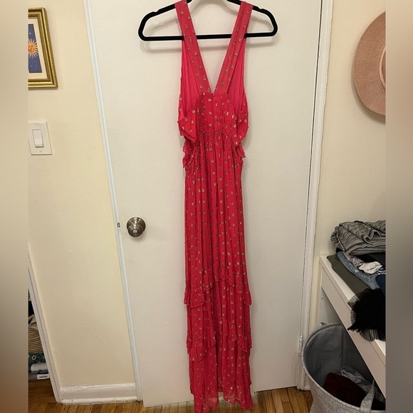 NWT Pink Tiered Shimmer Metallic Dress size Large - Picture 11 of 11